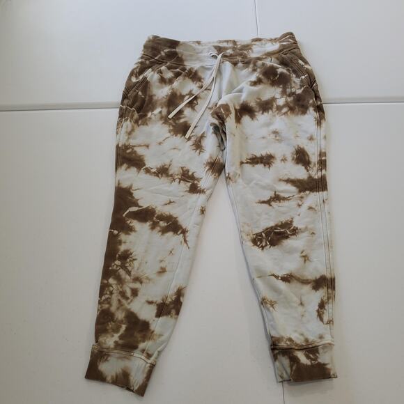Lululemon Pants Womens Large Brown White Tie-Dye Joggers Sweatpants Drawstring - Picture 1 of 8